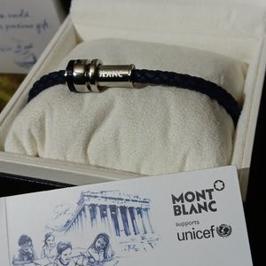 Mens mont blanc woven blue leather unicef bracelet